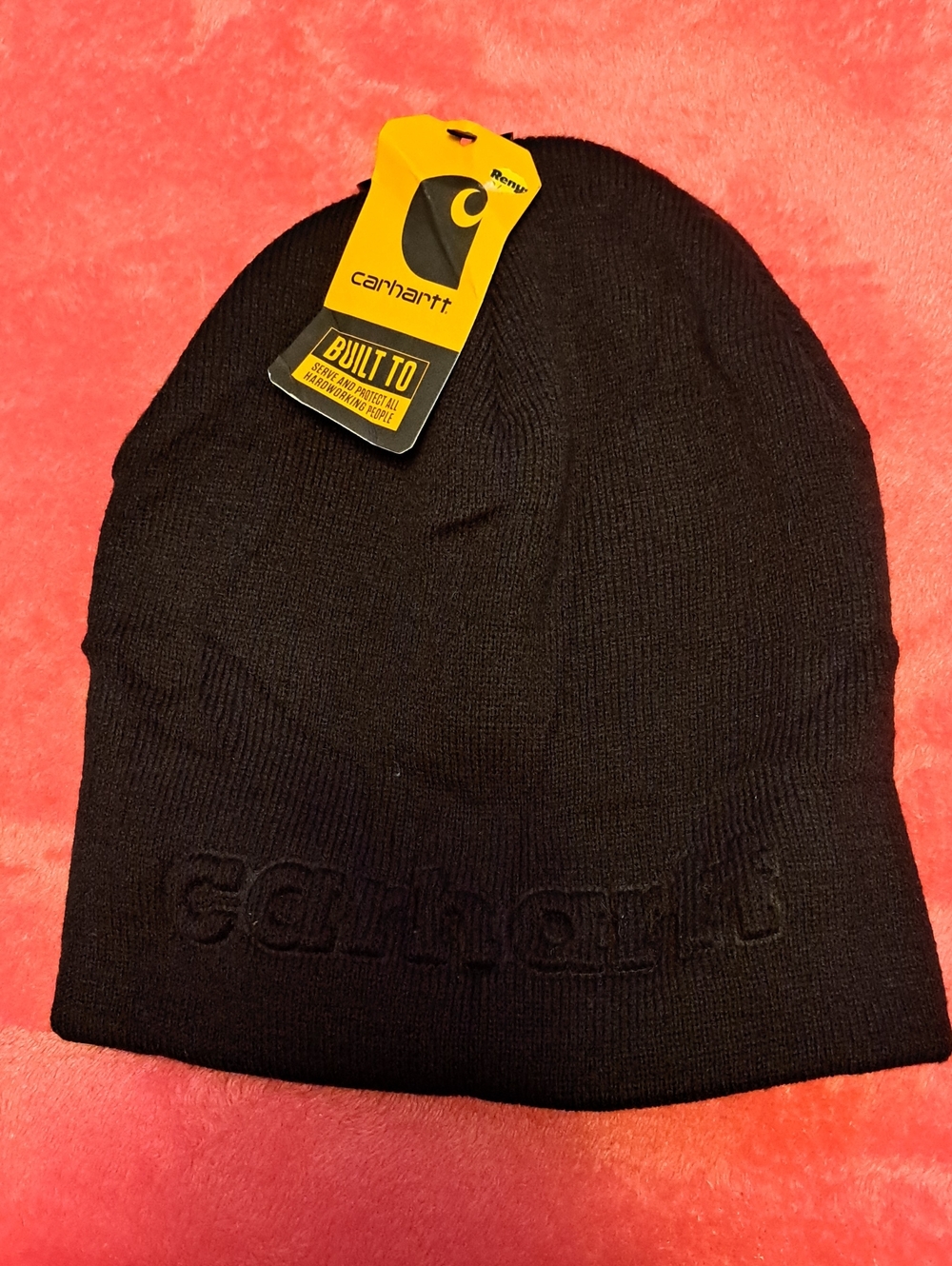 Carhartt Black Ribbed Logo Beanie NWT